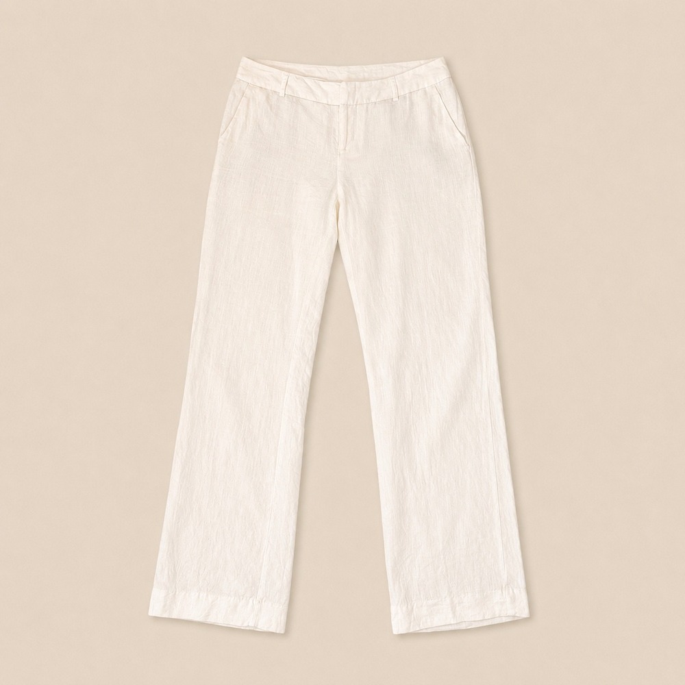 Linen Wide Leg Coastal White‎ Trousers (8) Clean Girl Lined Minimalist Summer